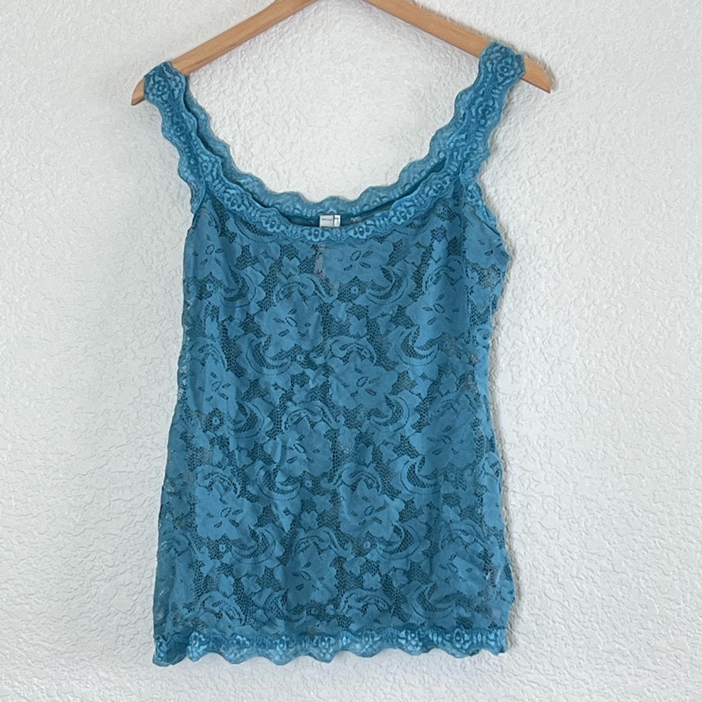 Kische | Teal lace sleeveless tank top blouse size medium